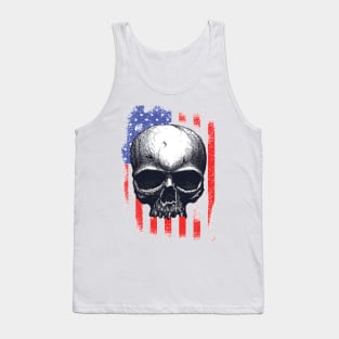 Skull 4th July American Flag - Independence Day Tank Top